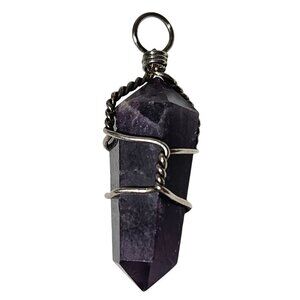 Handmade Amethyst Point Pendant Wrapped in Silver Wire Pendant DIY Jewelry Craft